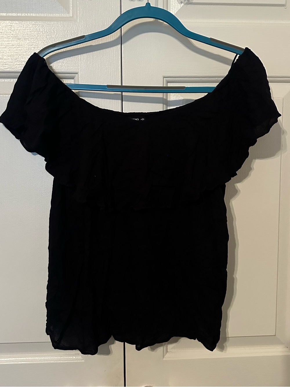 Black Off-Shoulder Ruffle Blouse - Feminine Summer Top